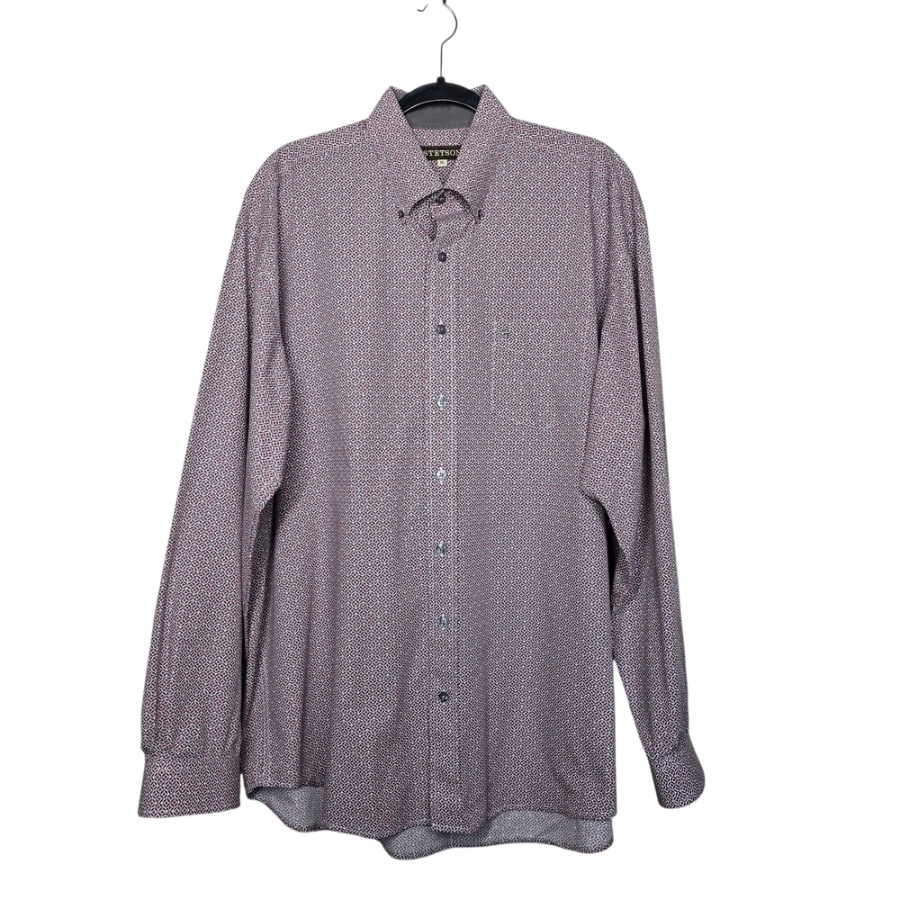 Stetson Men's Maroon Geometric Button Down Shirt